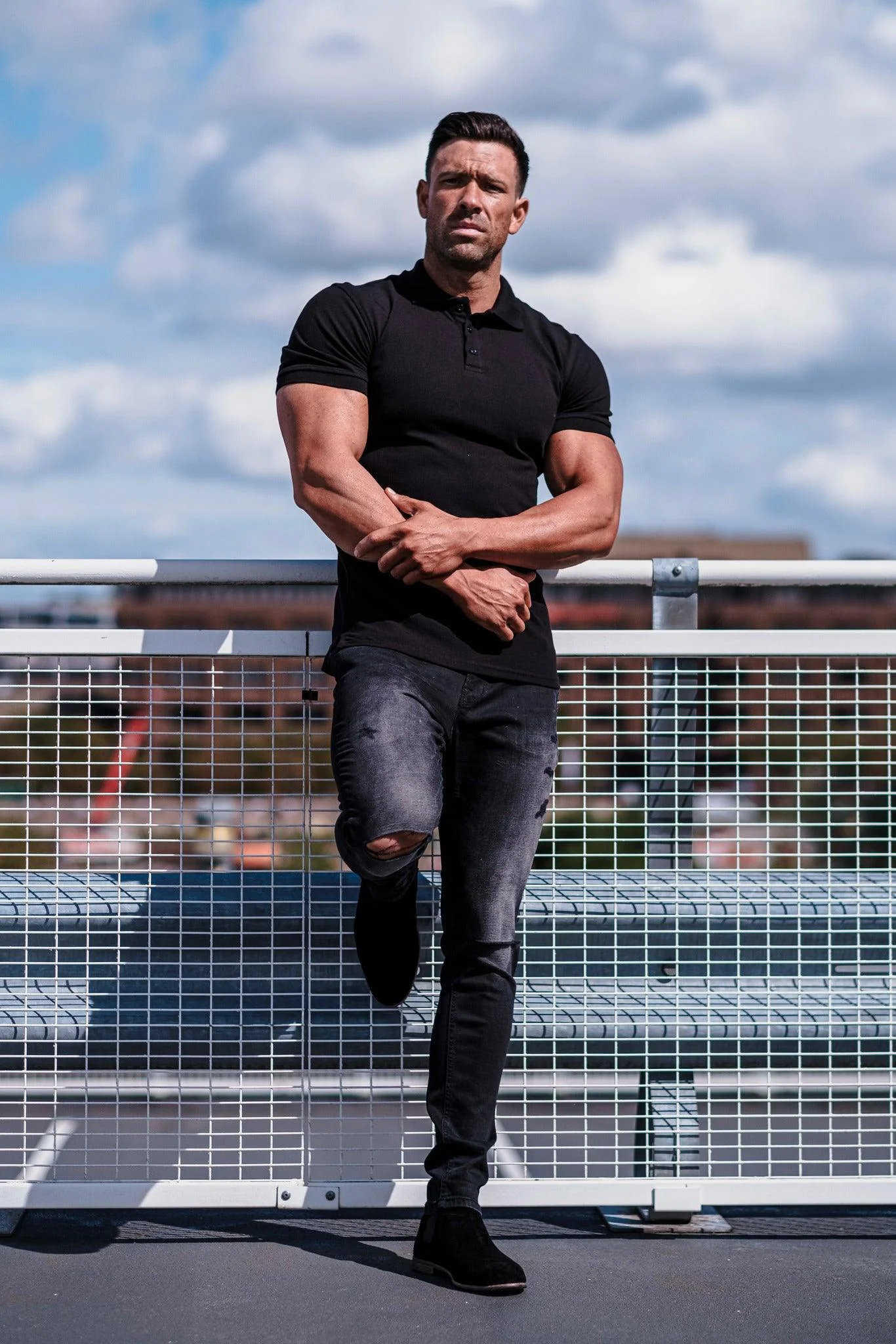 Short Sleeve Black Tapered Fit Polo Shirt - Image 14