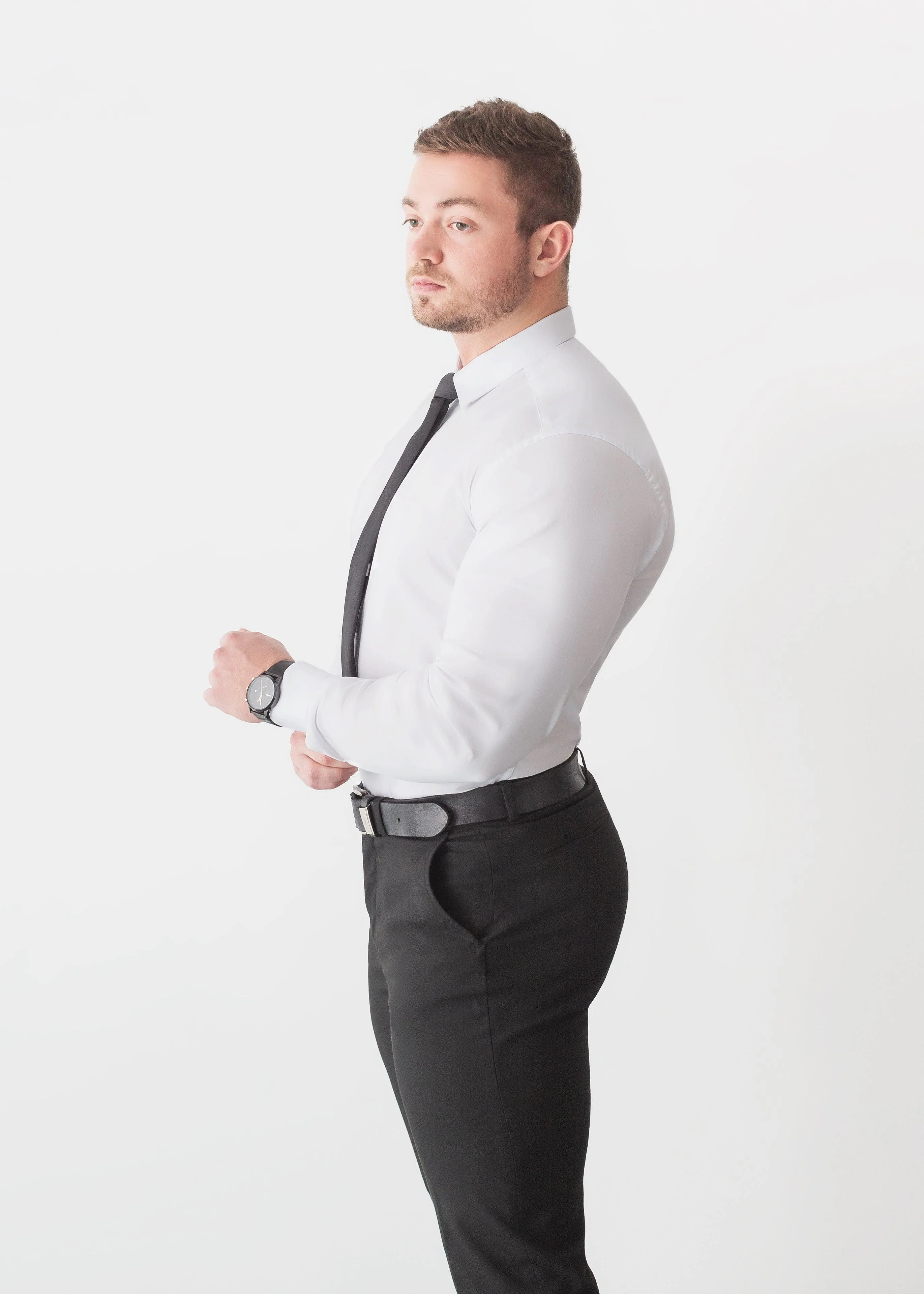 White Tapered Fit Bodybuilder Shirt - Image 6