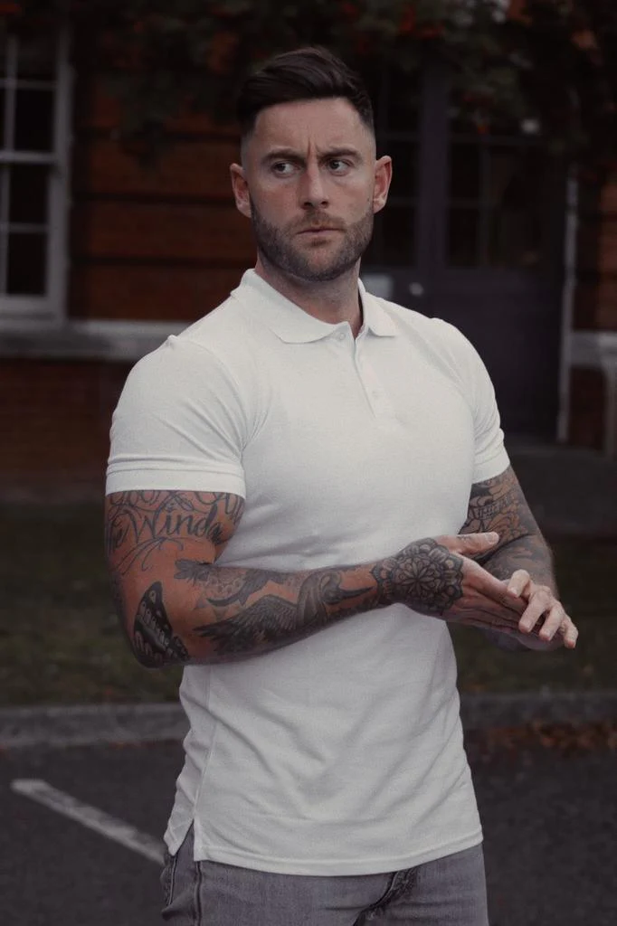 Short Sleeve White Tapered Fit Polo Shirt - Image 16